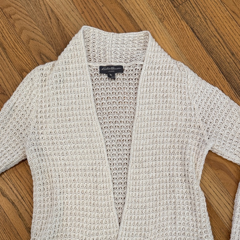Eddie Bauer Cream Textured Knit Cardigan - Picture 3 of 12